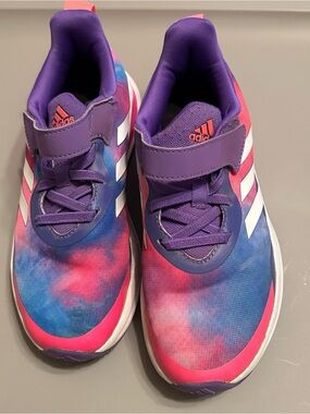 adidas Kids Purple Pink Blue Tie-Dye Athletic Sneakers